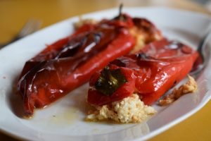 Feta-stuffed peppers recipe, an authentic Greek meze.